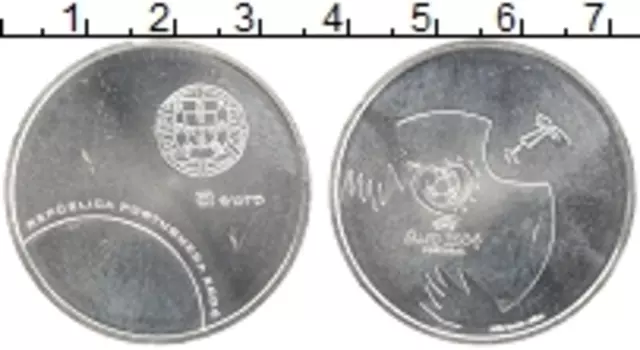 Монета 8 евро Португалии 2004 года Серебро Чемпионат Европы по футболу