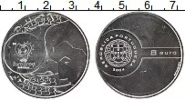 Монета 8 евро Португалии 2004 года Серебро Евро 2004