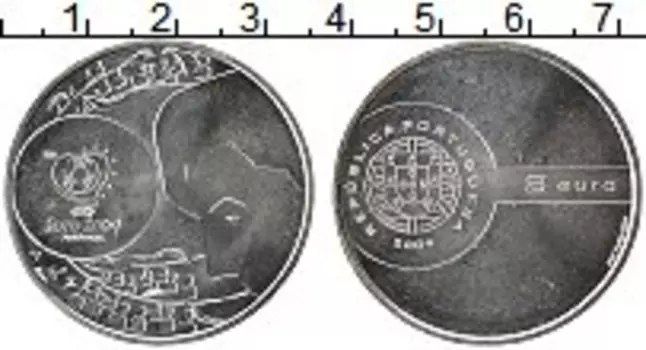Монета 8 евро Португалии 2004 года Серебро Евро 2004