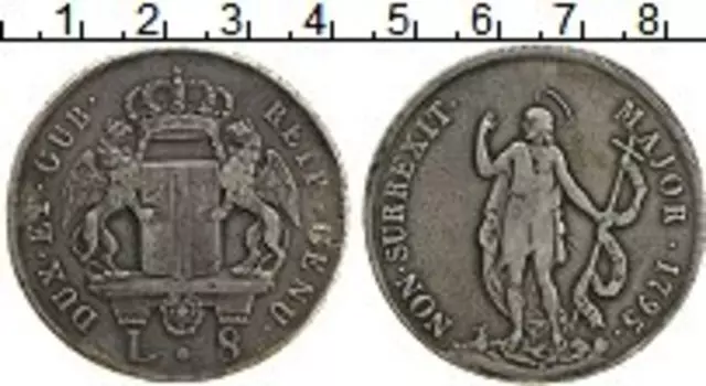 Монета 8 лир Генуи 1795 года Серебро