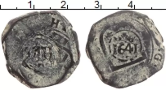 Монета 8 мараведи Испании 1641 года Медь Филипп III