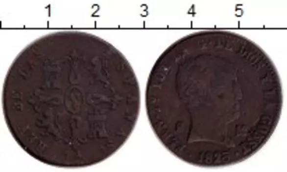 Монета 8 мараведи Испании 1823 года Медь Фердинанд VII