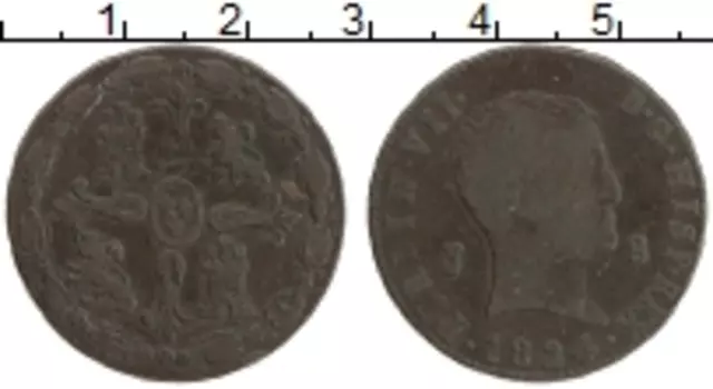 Монета 8 мараведи Испании 1824 года Медь Фердинанд VII