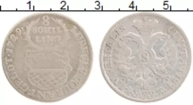 Монета 8 шиллингов Любека 1729 года Серебро