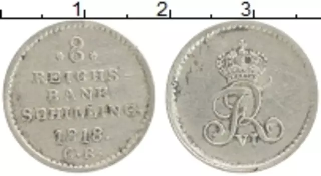 Монета 8 шиллингов Шлезвиг-Гольштейна 1818 года Серебро Фредерик VI