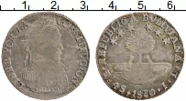 Монета 8 солей Боливии 1830 года Серебро