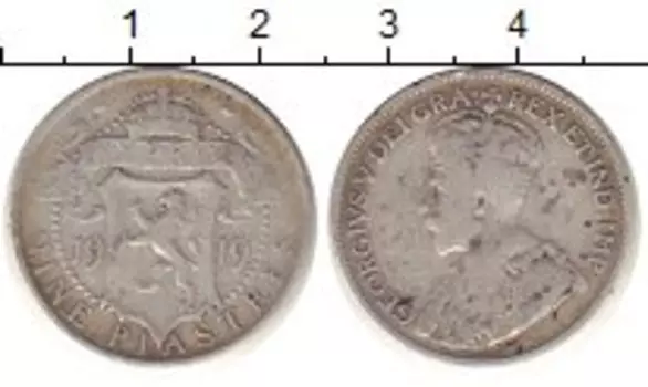 Монета 9 пиастров Кипра 1919 года Серебро Георг V