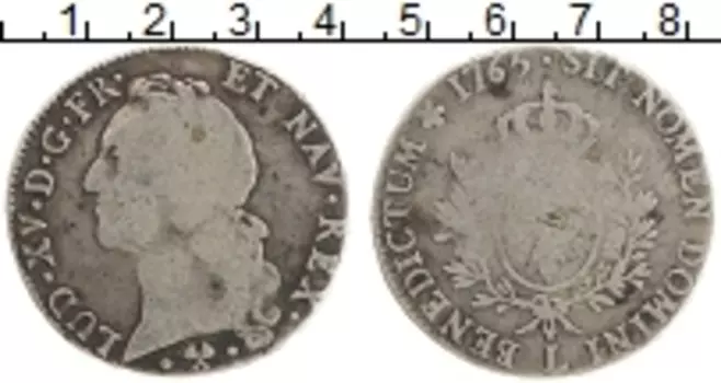 Монета экю Франции 1765 года Серебро Людовик XV (L)