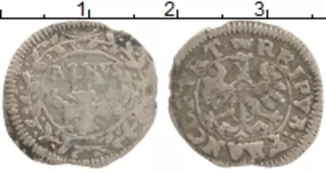 Монета альбус Франкфурта 1657 года Серебро