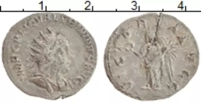 Монета антониан Древнего Рима Серебро Валериан I 253-260 гг