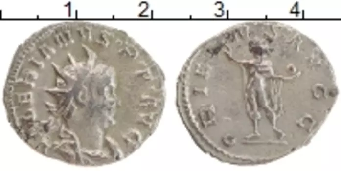 Монета антониан Древнего Рима Серебро Валериан II 253-257 гг