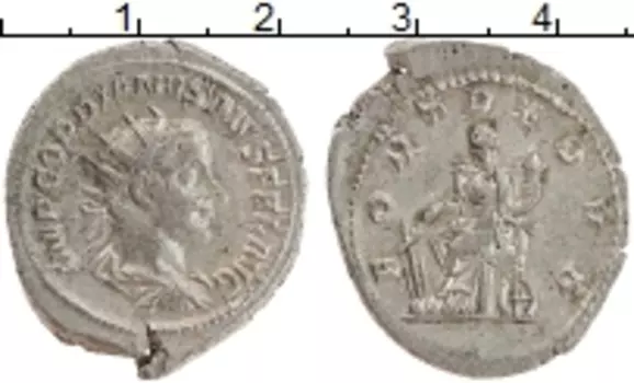 Монета антониниан Древнего Рима Биллон Гордиан III 238- 244 гг