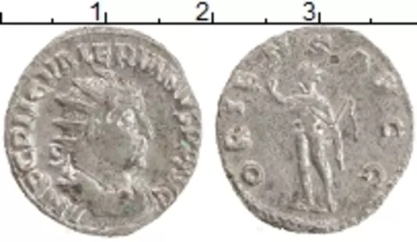 Монета антониниан Древнего Рима Биллон Валериан I Старший 253-260 гг