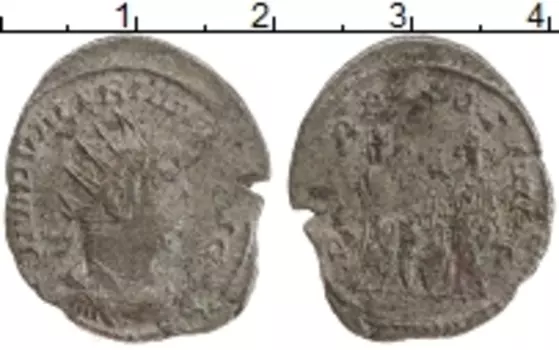 Монета антониниан Древнего Рима Биллон Валериан II Младший 253-257 гг