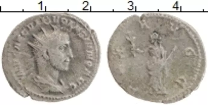 Монета антониниан Древнего Рима Биллон Волузиан 251-253 гг