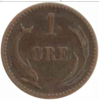 Монета эре Дании 1898 года Бронза Кристиан IХ