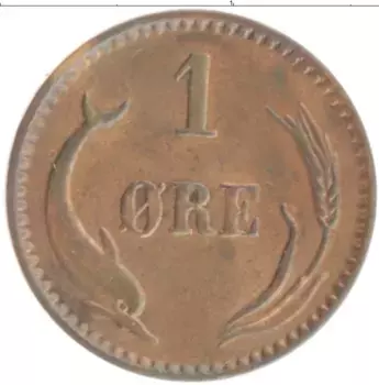 Монета эре Дании 1899 года Бронза Кристиан IХ