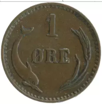 Монета эре Дании 1899 года Бронза Кристиан IХ