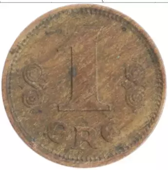 Монета эре Дании 1915 года Бронза Кристиан Х