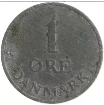Монета эре Дании 1952 года Цинк Фредерик IX