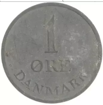 Монета эре Дании 1956 года Цинк Фредерик IX