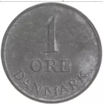 Монета эре Дании 1958 года Цинк Фредерик IX