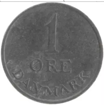 Монета эре Дании 1960 года Цинк Фредерик IX