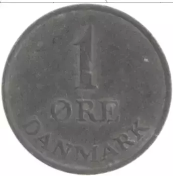 Монета эре Дании 1966 года Цинк Фредерик IX
