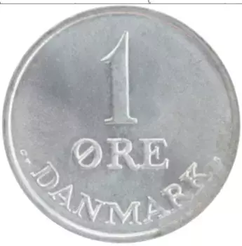 Монета эре Дании 1967 года Цинк Фредерик IX