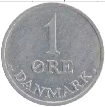 Монета эре Дании 1971 года Цинк Фредерик IX