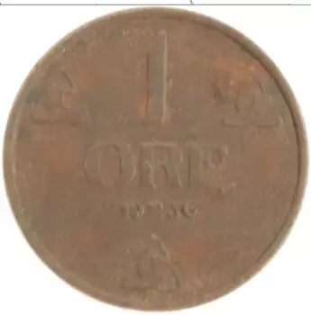 Монета эре Норвегии 1936 года Бронза Хакон VII