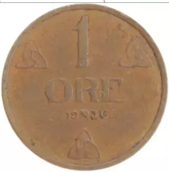 Монета эре Норвегии 1936 года Бронза Хакон VII