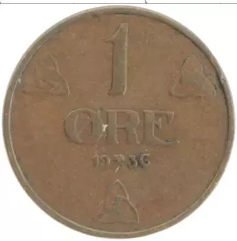 Монета эре Норвегии 1936 года Бронза Хокон VII