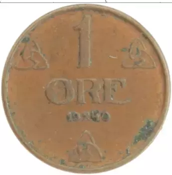 Монета эре Норвегии 1940 года Бронза Хокон VII