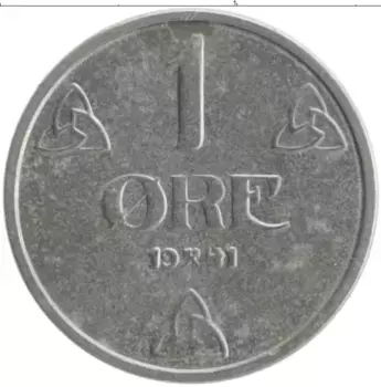 Монета эре Норвегии 1941 года Железо
