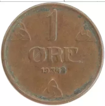 Монета эре Норвегии 1948 года Бронза Хаккон VII