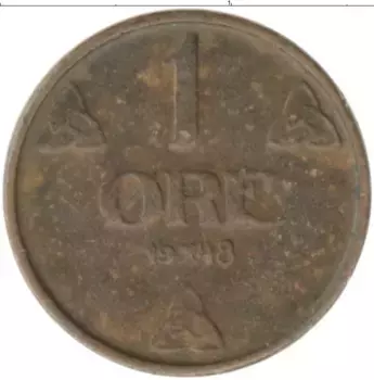 Монета эре Норвегии 1948 года Бронза Хокон VII