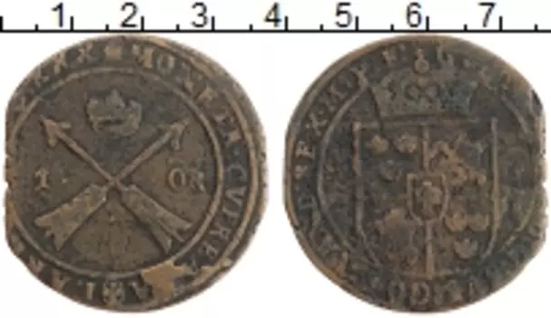 Монета эре Швеции 1630 года Медь