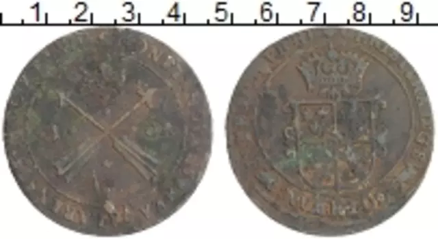 Монета эре Швеции 1633 года Медь