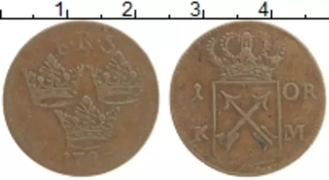 Монета эре Швеции 1725 года Медь Густав III