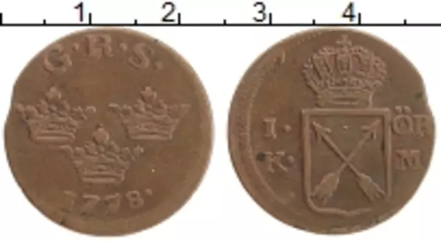 Монета эре Швеции 1778 года Медь