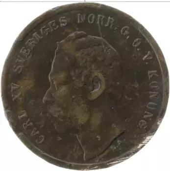 Монета эре Швеции 1864 года Медь Карл XV