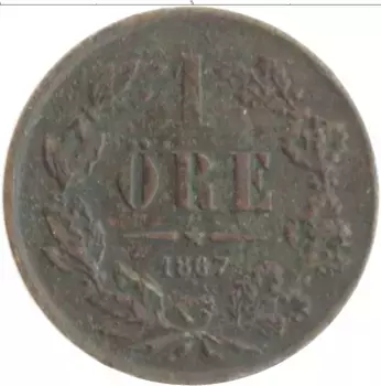 Монета эре Швеции 1867 года Бронза Карл XV