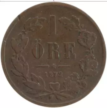 Монета эре Швеции 1872 года Бронза Карл XV