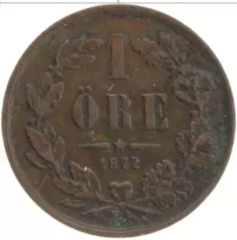 Монета эре Швеции 1872 года Медь Карл XV