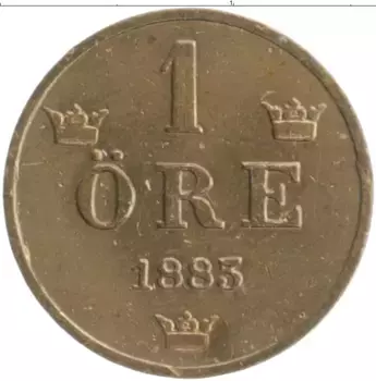 Монета эре Швеции 1883 года Бронза Оскар II