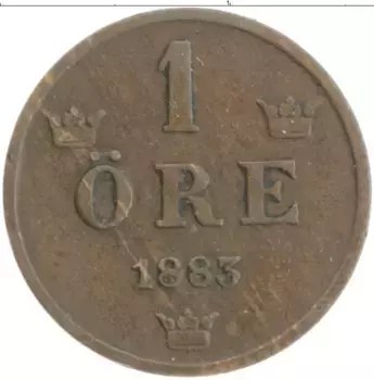 Монета эре Швеции 1883 года Медь