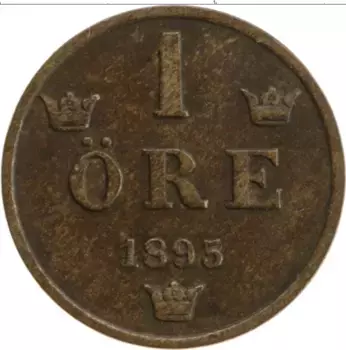 Монета эре Швеции 1895 года Медь Оскар II