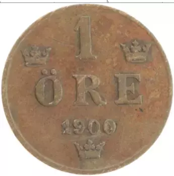 Монета эре Швеции 1900 года Бронза Оскар II