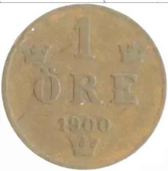 Монета эре Швеции 1900 года Бронза Оскар II
